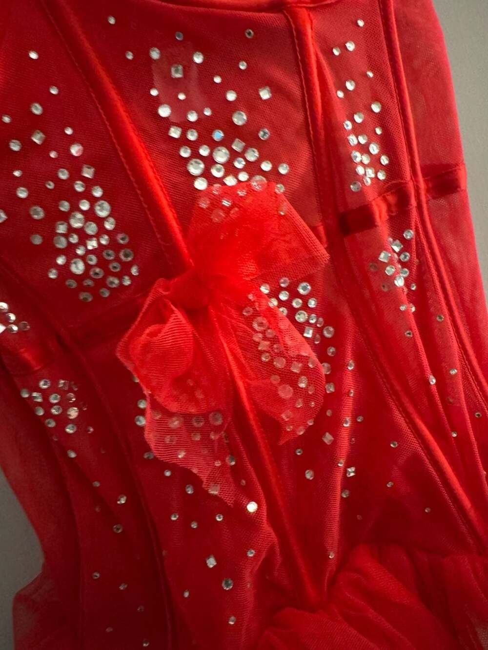 Victoria's Secret Red Rhinestone Mesh Bustier Corset with Garters - Picture 3 of 7